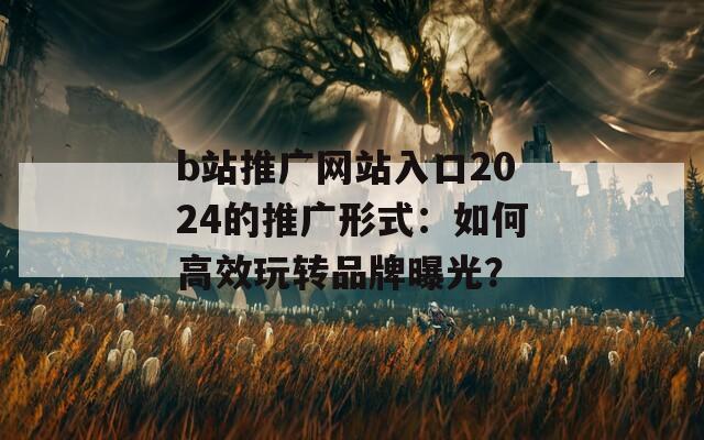 b站推广网站入口2024的推广形式：如何高效玩转品牌曝光？