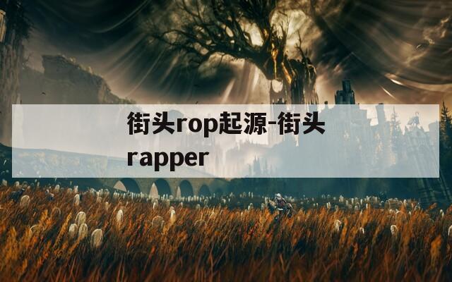 街头rop起源-街头rapper