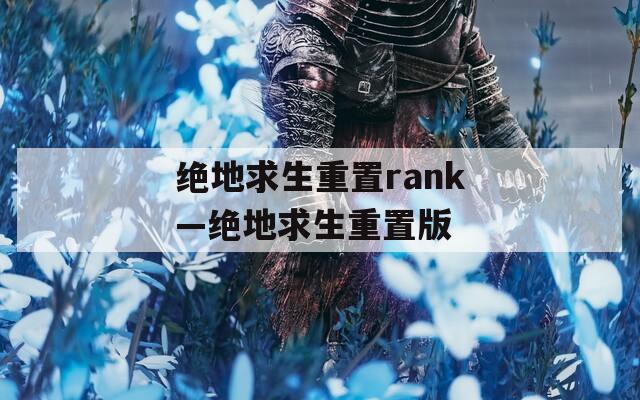 绝地求生重置rank—绝地求生重置版