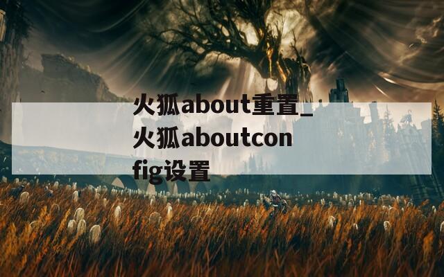 火狐about重置_火狐aboutconfig设置  第1张