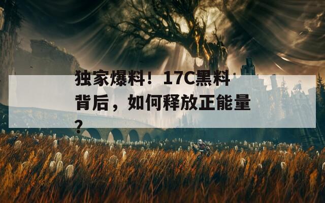 独家爆料！17C黑料背后，如何释放正能量？