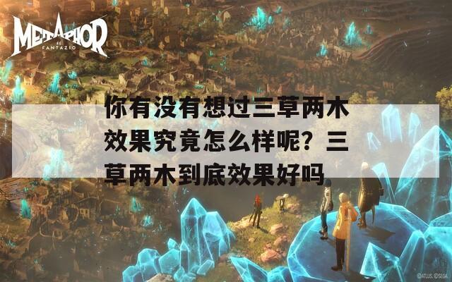 你有没有想过三草两木效果究竟怎么样呢？三草两木到底效果好吗