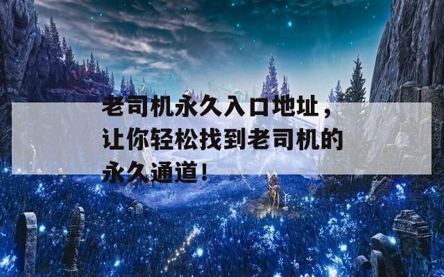 老司机永久入口地址，让你轻松找到老司机的永久通道！