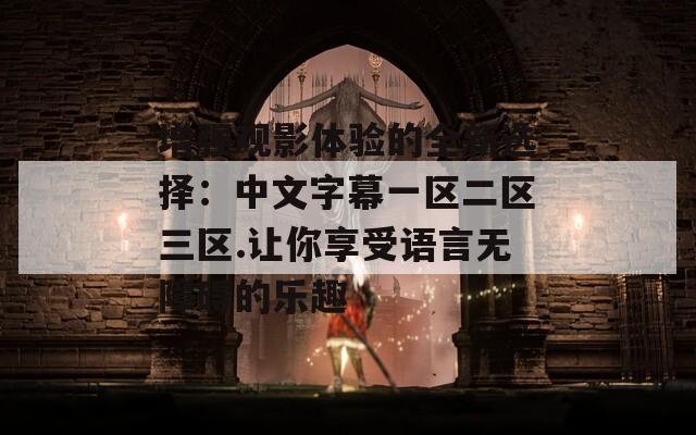 增强观影体验的全新选择：中文字幕一区二区三区.让你享受语言无障碍的乐趣