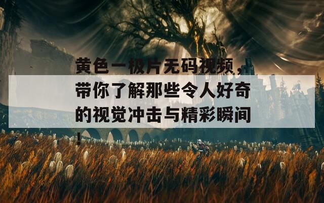 黄色一极片无码视频，带你了解那些令人好奇的视觉冲击与精彩瞬间！