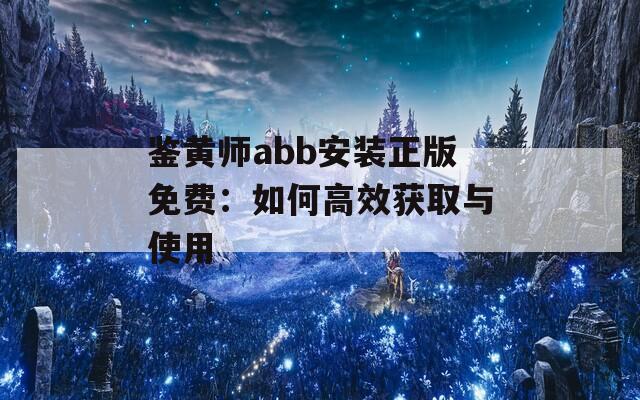 鉴黄师abb安装正版免费：如何高效获取与使用