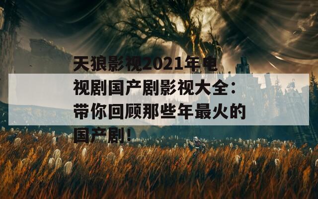 天狼影视2021年电视剧国产剧影视大全：带你回顾那些年最火的国产剧！